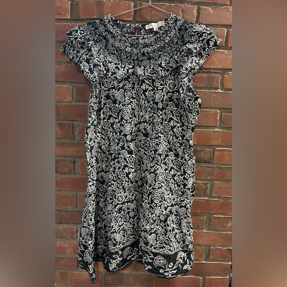 LOFT Textured Black and White Dress